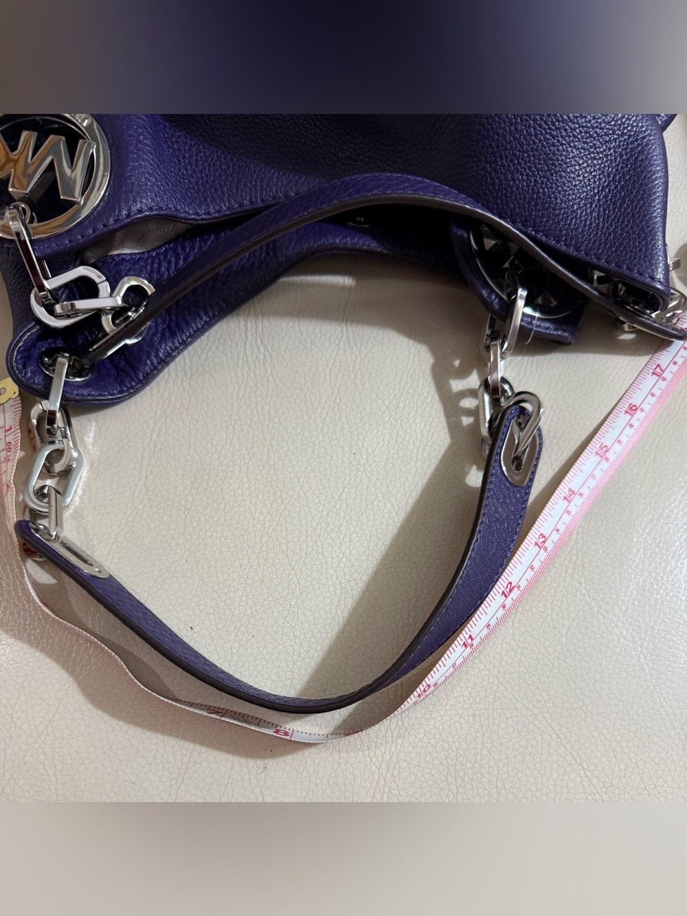 Michael Kors Purple Leather Shoulder Bag with Silver Hardware - Picture 12 of 12